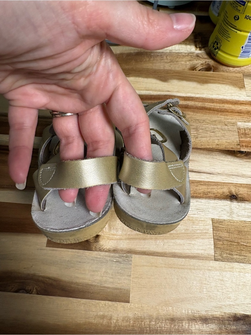 Sun Sans Surfer Metallic Gold Strappy Buckle Sandals - Picture 9 of 9